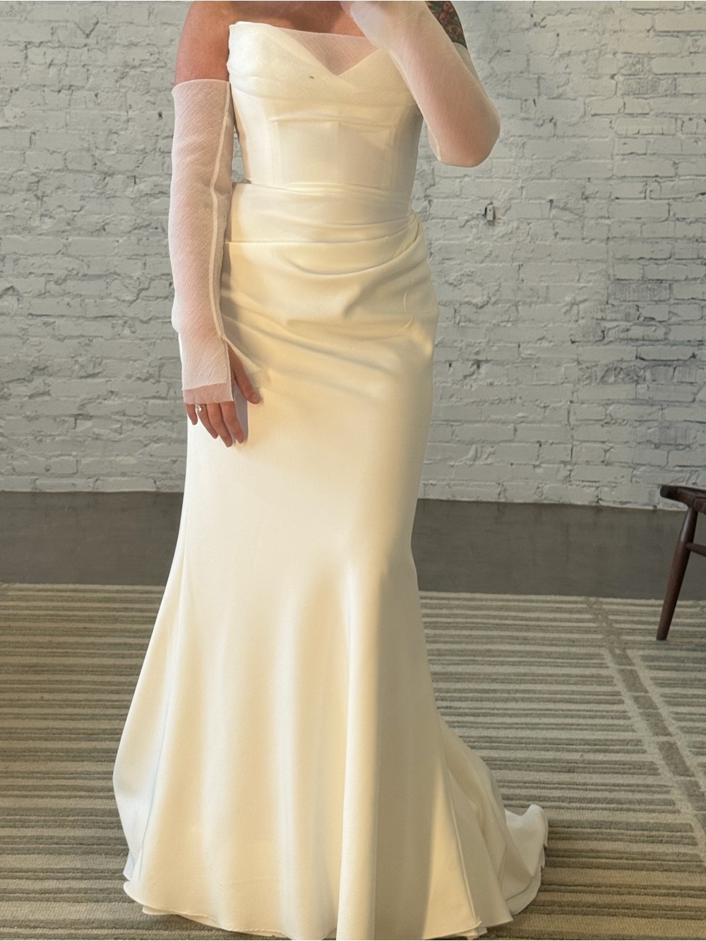 Strapless Cream Satin Mermaid Wedding Gown